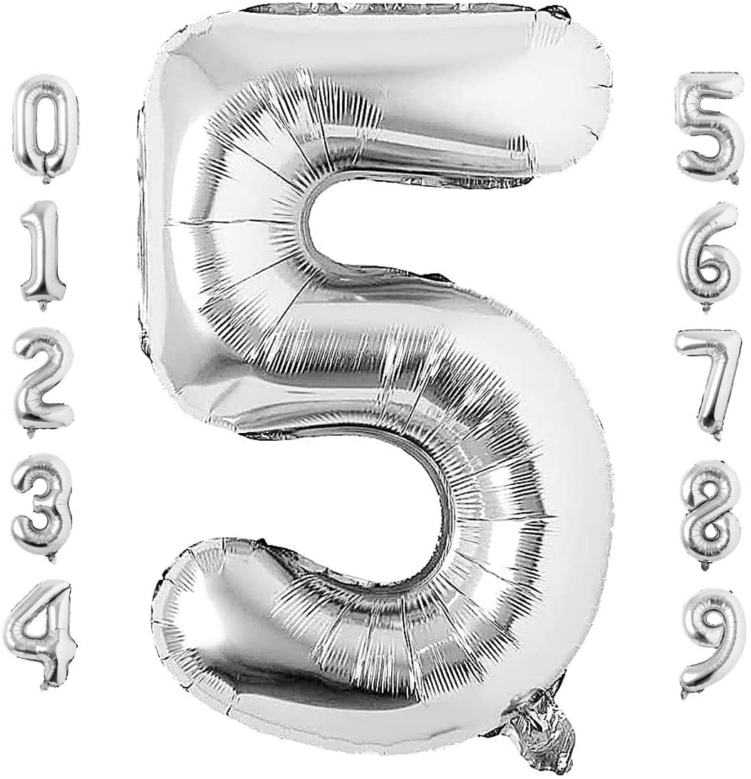 Silver foil number clearance balloons