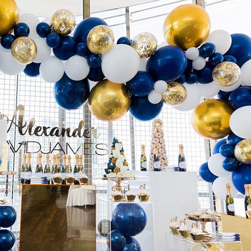 Graduation Balloon Arch - Navy and Gold Balloon Garland Kit - Ellie's Party Supply