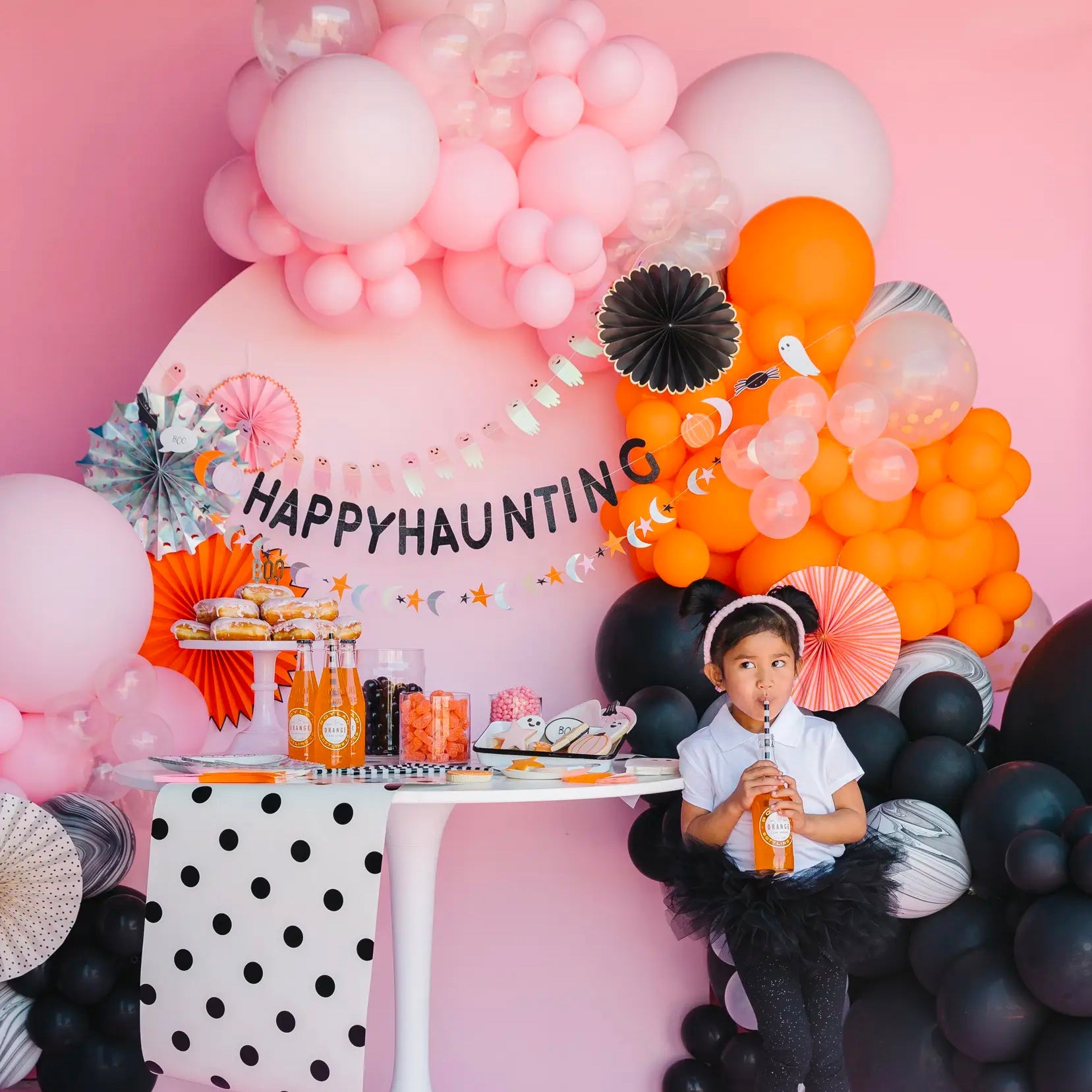 Halloween Balloon Arch - Pink and Orange Balloon Garland Kit - Ellie's Party Supply