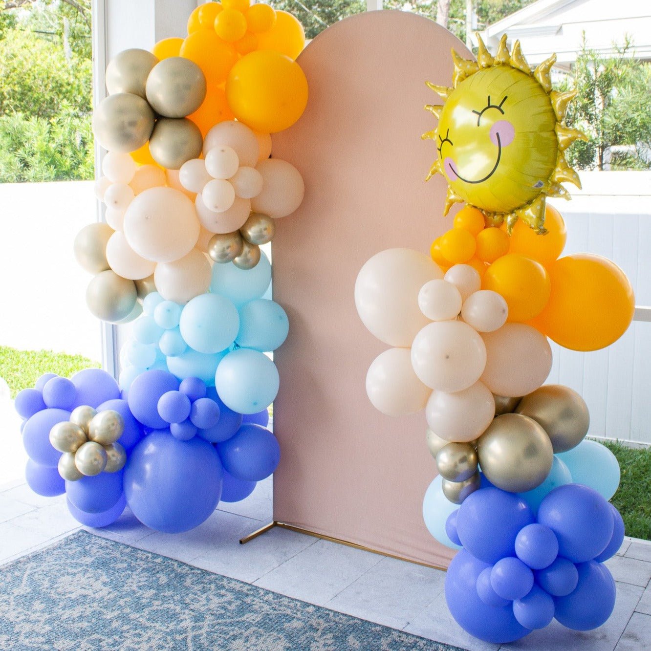 Here Comes the Son Balloon Arch - Blue and Golden Garland Kit - Ellie's Party Supply