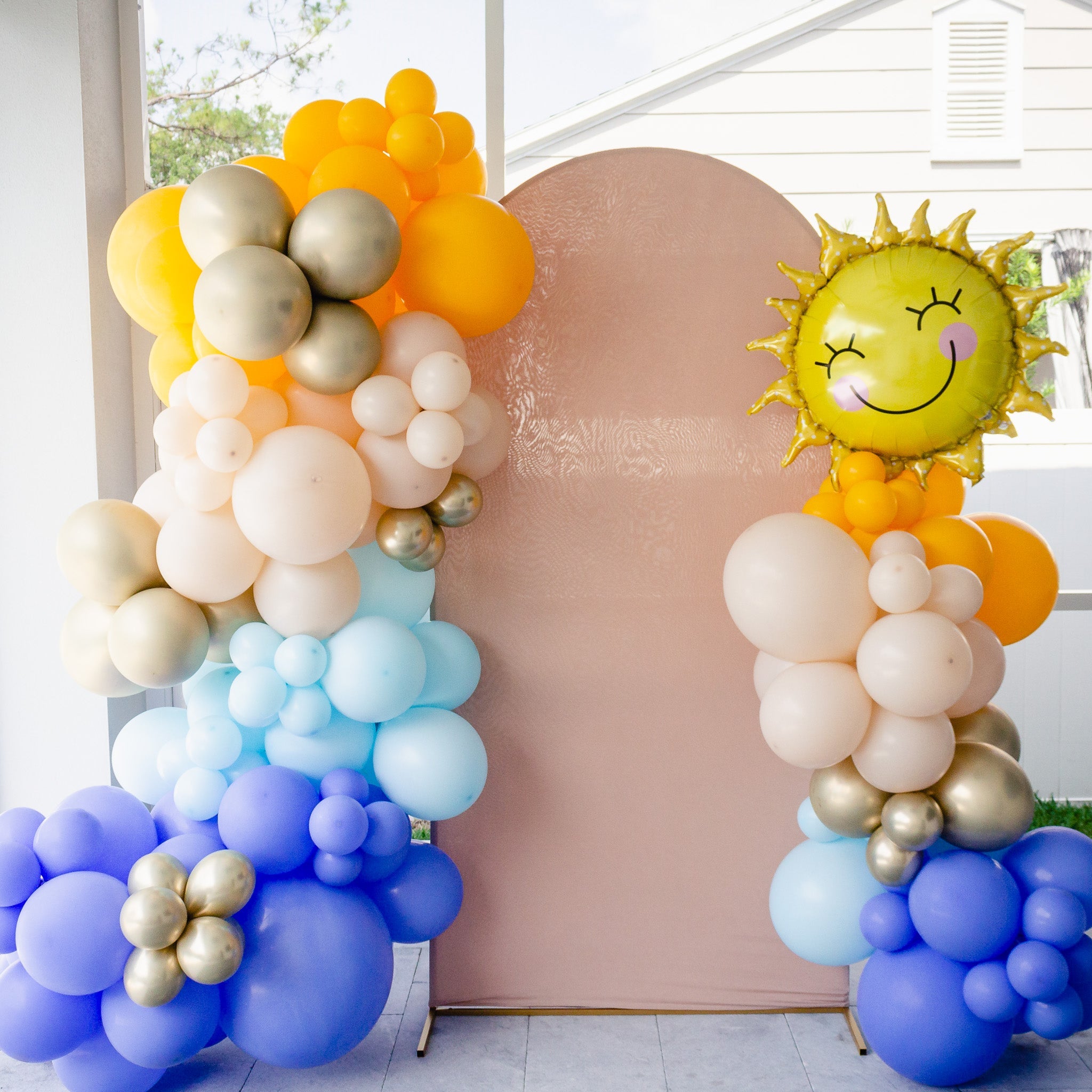 Here Comes the Son Balloon Arch - Blue and Golden Garland Kit - Ellie's Party Supply