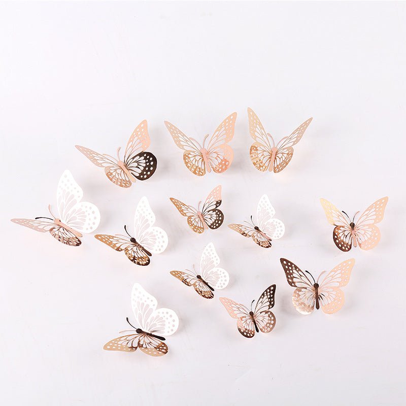 Gold, Silver, Or Rose Gold 3D Butterfly Decor (Set of 12) from Ellie's  Party Supply