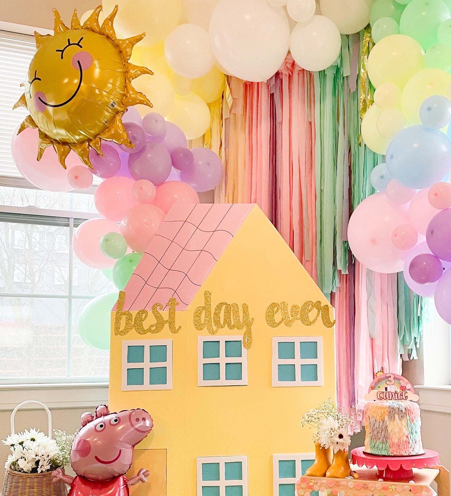 Peppa Pig Birthday Balloon Arch - Pastel Balloon Garland Kit - Ellie's Party Supply