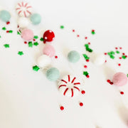 Peppermint Christmas Felt Ball Garland (5-Foot) - Ellie's Party Supply