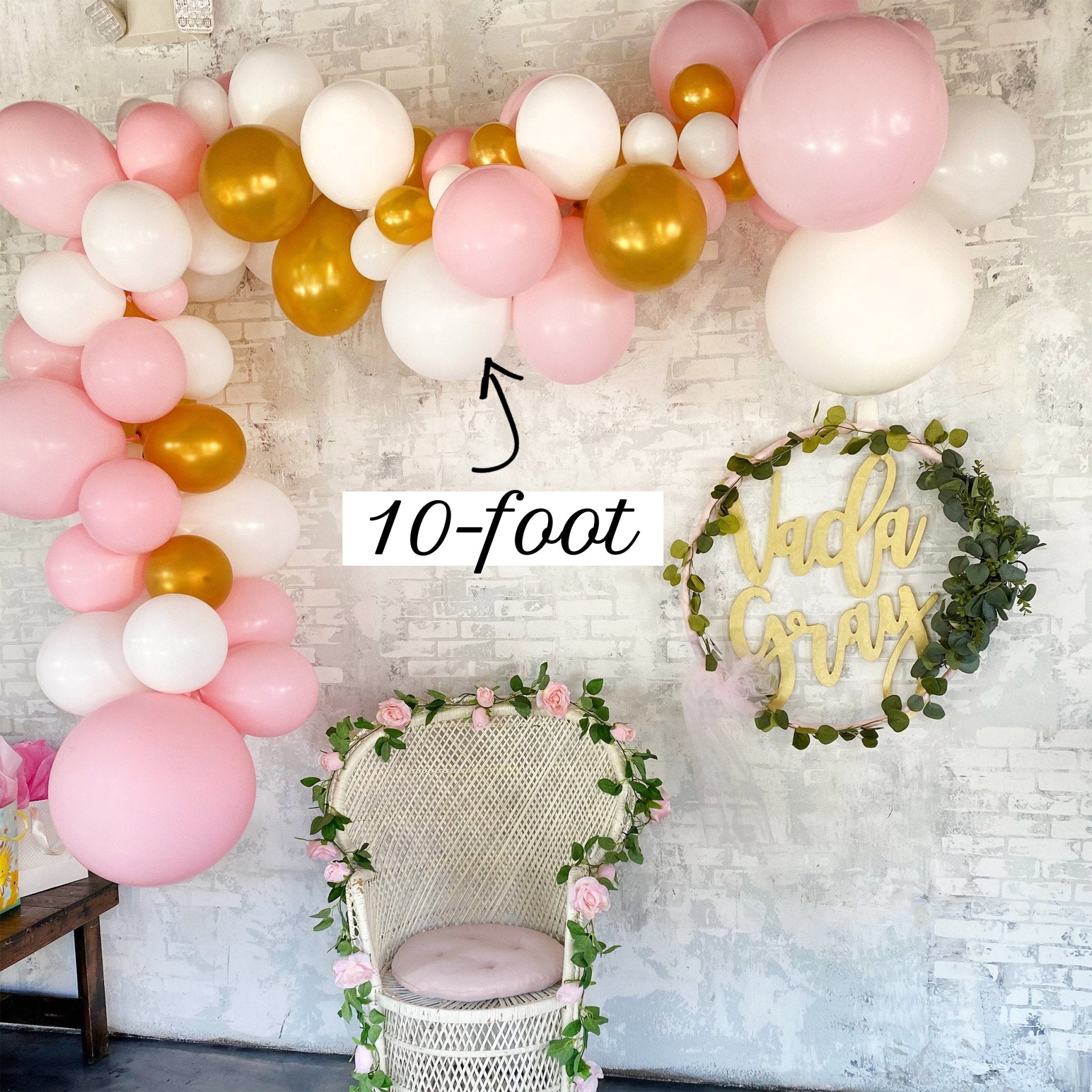 Pink and Gold Balloon Arch - Balloon Garland Kit - Ellie's Party Supply