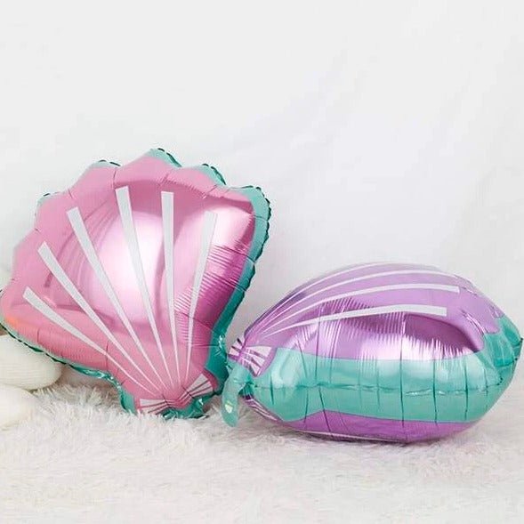 Pink & Purple Seashell Mylar Balloons - 2 Pack Shell Foil Balloons (19 inches) - Ellie's Party Supply