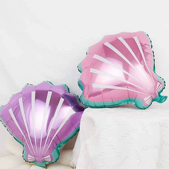 Pink & Purple Seashell Mylar Balloons - 2 Pack Shell Foil Balloons (19 inches) - Ellie's Party Supply