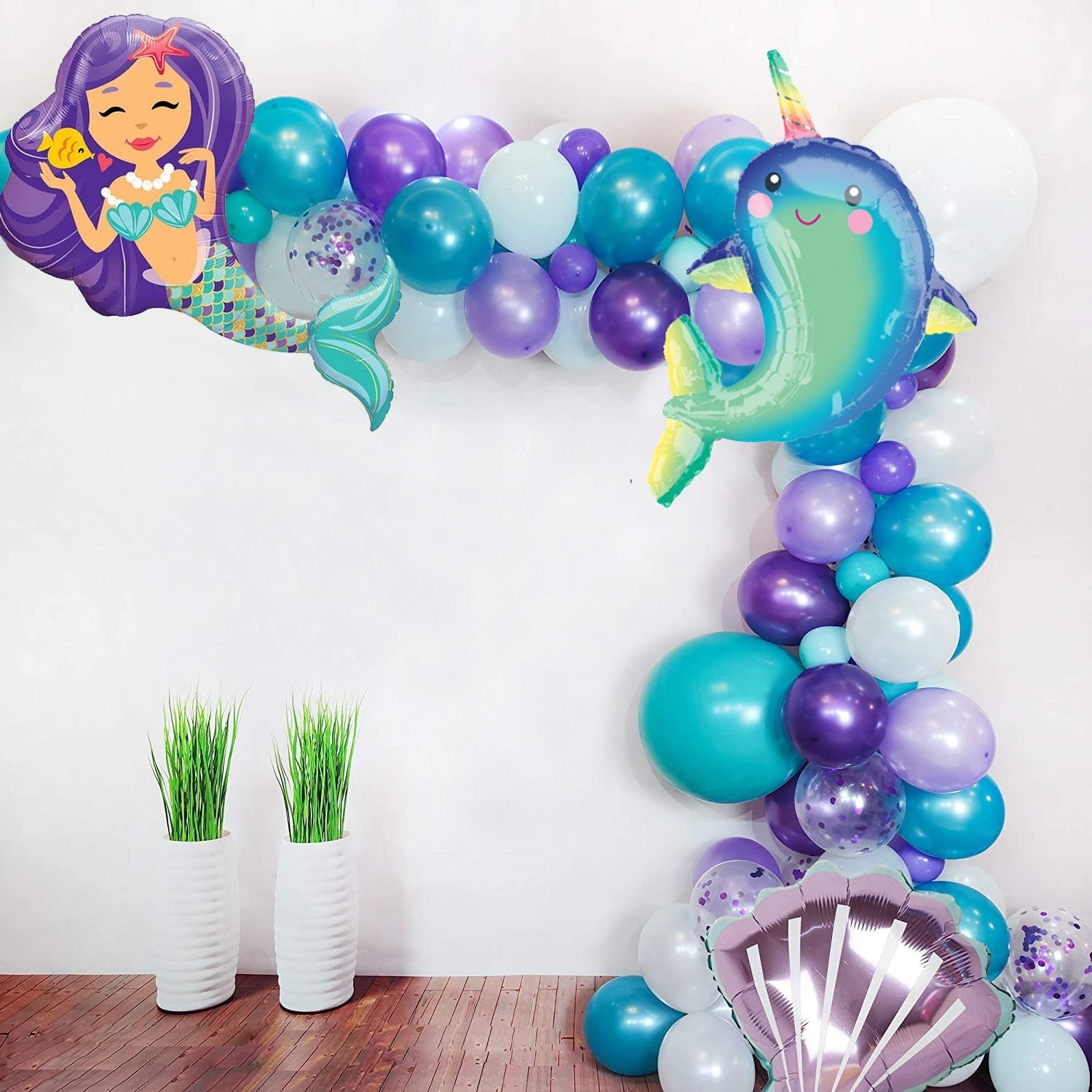 Pink & Purple Seashell Mylar Balloons - 2 Pack Shell Foil Balloons (19 inches) - Ellie's Party Supply