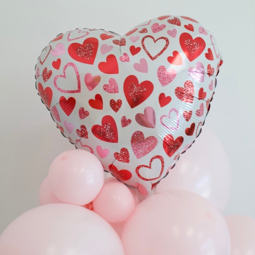 Red & Pink Sparkle Heart Balloon Bouquet (11 Pack) - Ellie's Party Supply