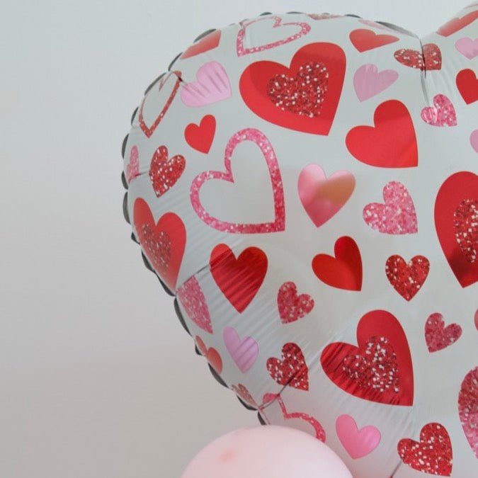 Red & Pink Sparkle Heart Balloon Bouquet (11 Pack) - Ellie's Party Supply