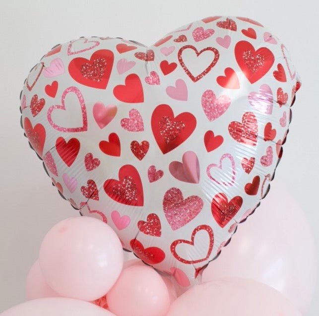 Red & Pink Sparkle Heart Balloon Bouquet (11 Pack) - Ellie's Party Supply