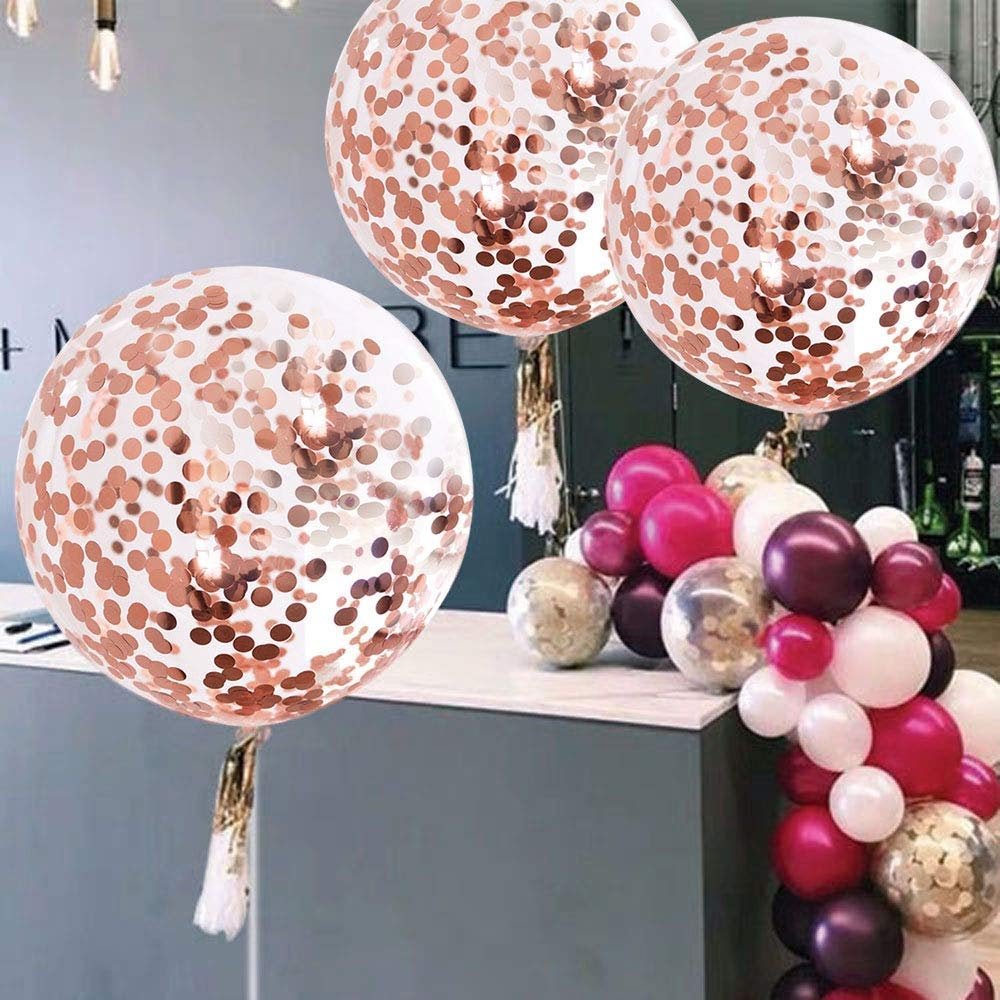 Rose Gold 3-foot Giant Metallic Bridal Shower & Birthday Balloons Confetti Balloons - Ellie's Party Supply