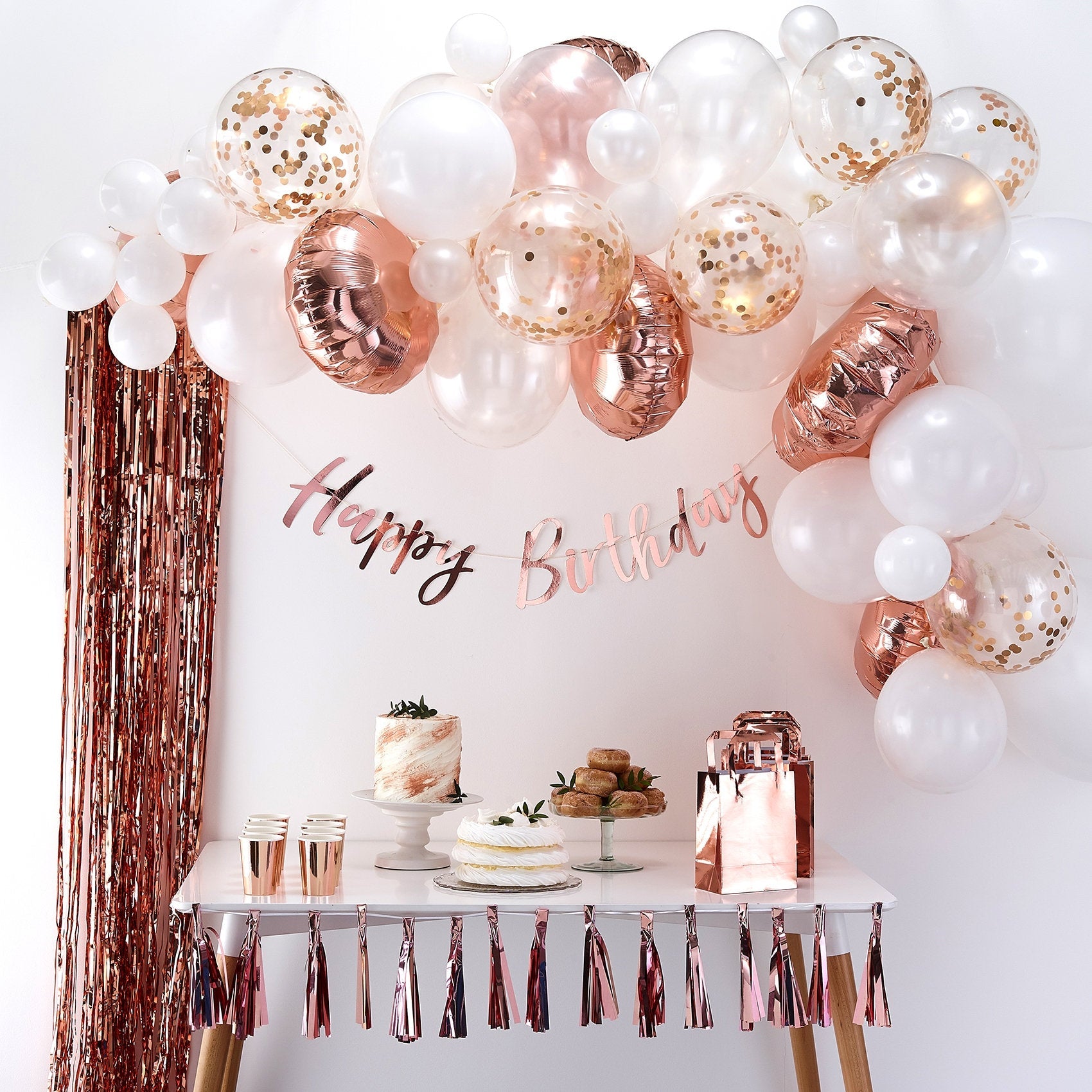 Rose Gold Balloon Arch - Confetti Balloon Garland Kit - Ellie's Party Supply