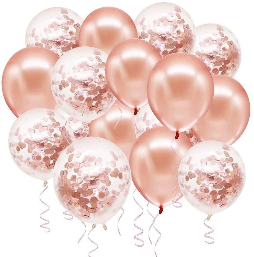 Rose Gold Confetti Balloon Bouquet - Ellie's Party Supply