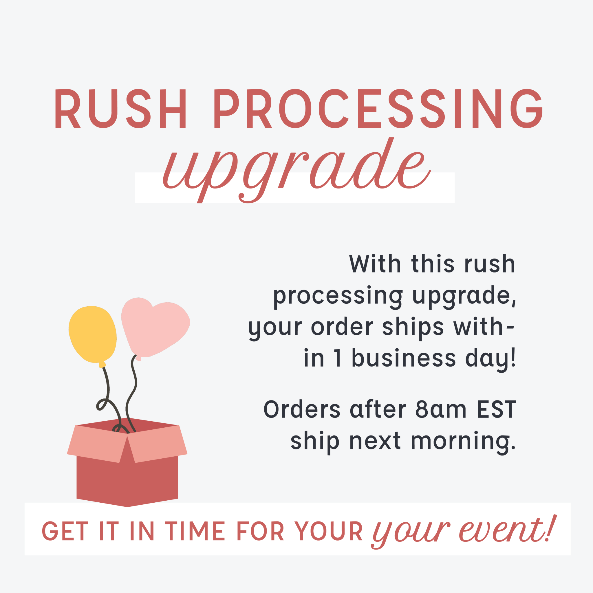 Rush Order Processing Upgrade - Ellie's Party Supply