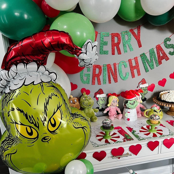 The Grinch Christmas Balloon Arch Kit from Ellie's Party Supply