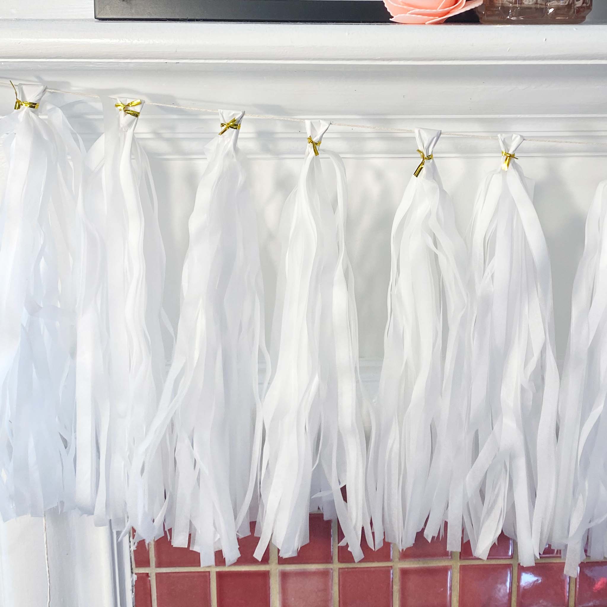 White Paper Tassel Tail - Tassel DIY Garland Kit - Ellie's Party Supply